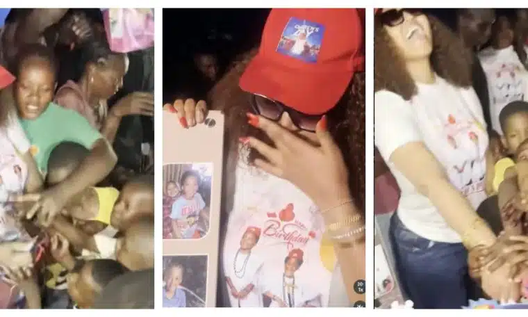 Why Regina Daniels Cried During Her Sons’ Birthday Celebration With Less Privileged Children